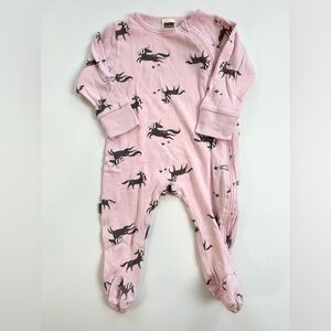 Kushies Organic Cotton Pink and Black Unicorn Print One Piece Footie Sleeper